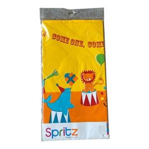Come One Come All Circus Animal Plastic Birthday Party Tablecover 54” x 84” *New